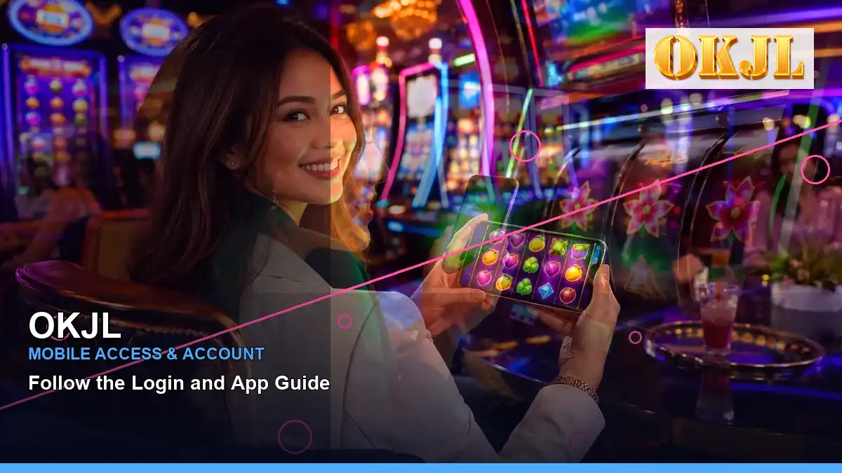 OKJL party online slot games featuring an adult Filipina casino host with a left-diagonal composition